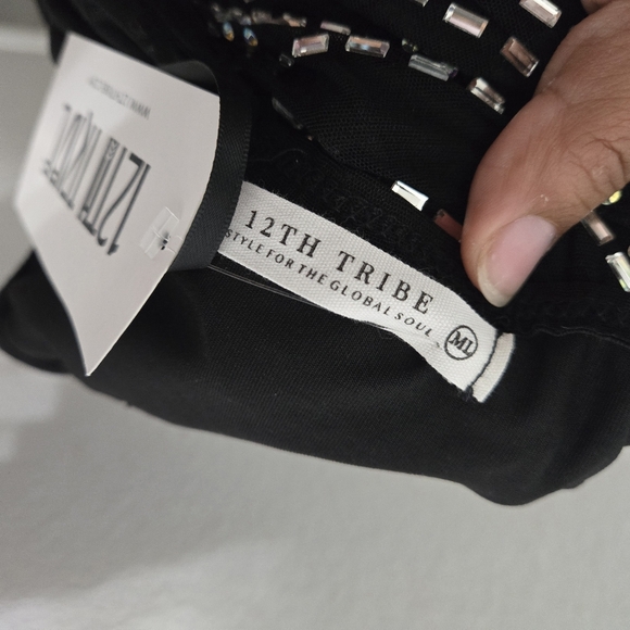 12th Tribe Valeria Black Rhinestone Maxi Dress - Picture 4 of 4